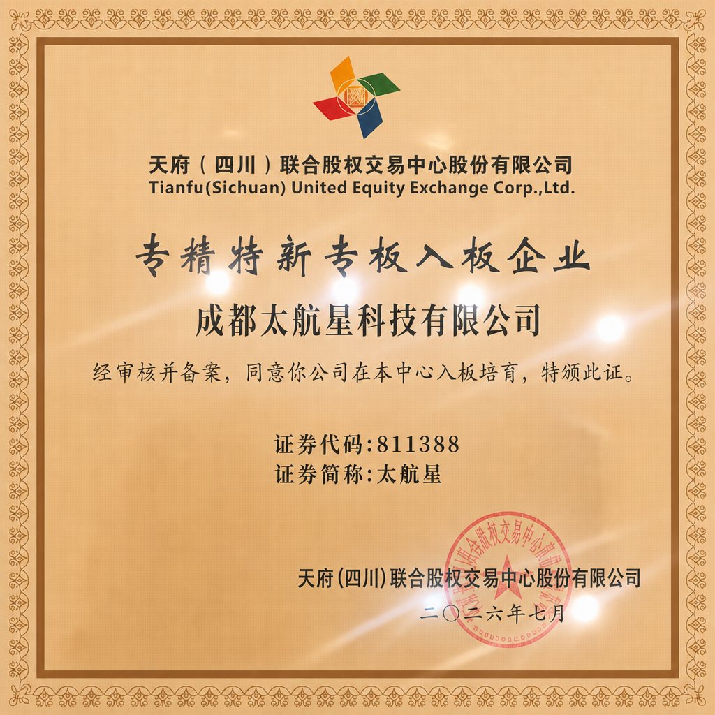 成都太航星科技有限公司专精特新专板入板企业证书